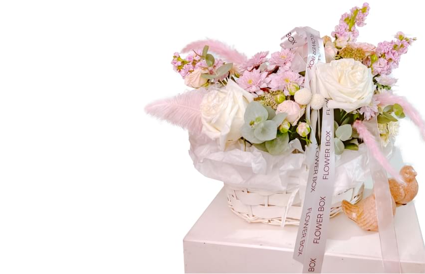 Букеты в корзине